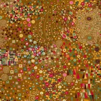 Makower Golden Gold Multicolour Feature Pattern 