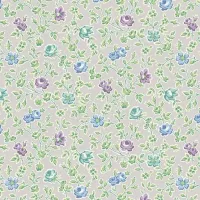 Makower Sweet Things Grey Blue & Purple Flower 
