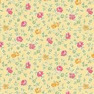 Makower Sweet Things Yellow & Red Flower Print 
